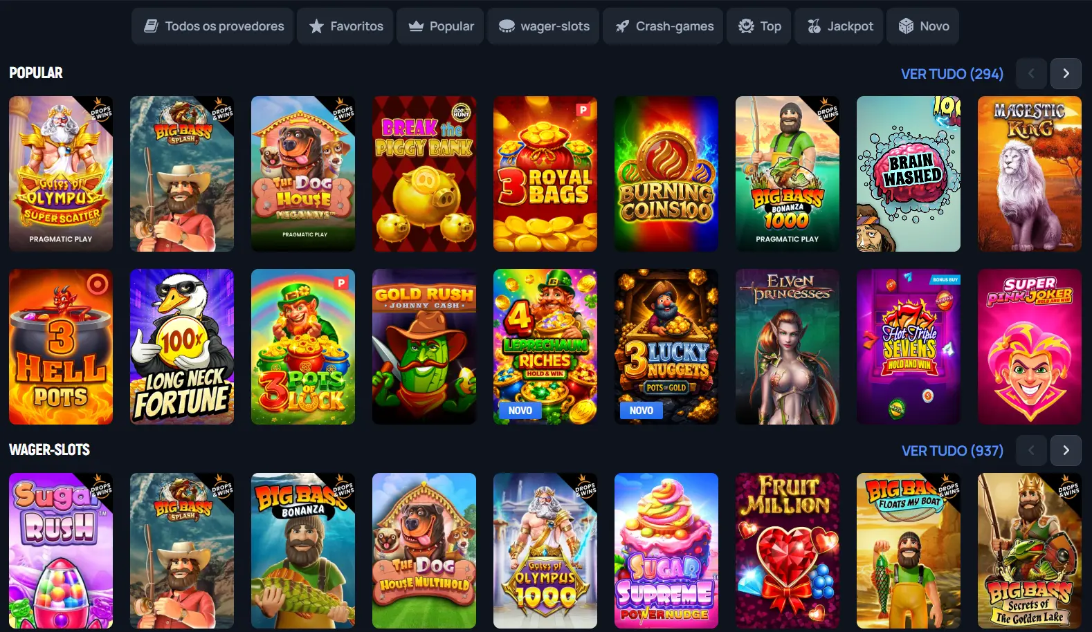 Catálogo de jogos do Aerobet Casino