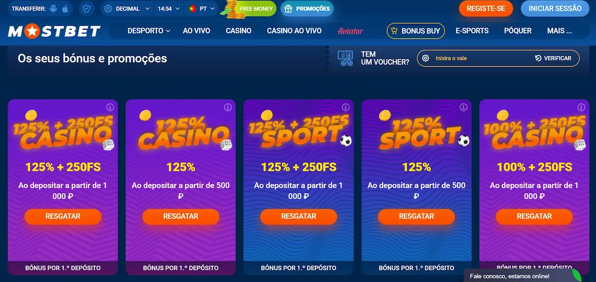 Bônus no cassino Mostbet