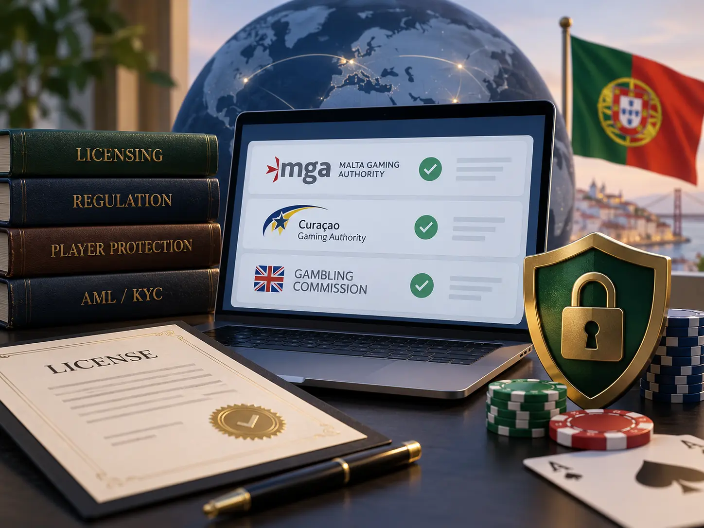 Imagem de licenças e reguladores de jogo