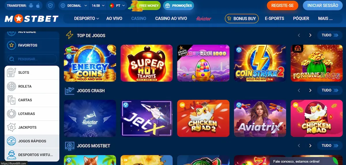 Jogos de cassino da Mostbet