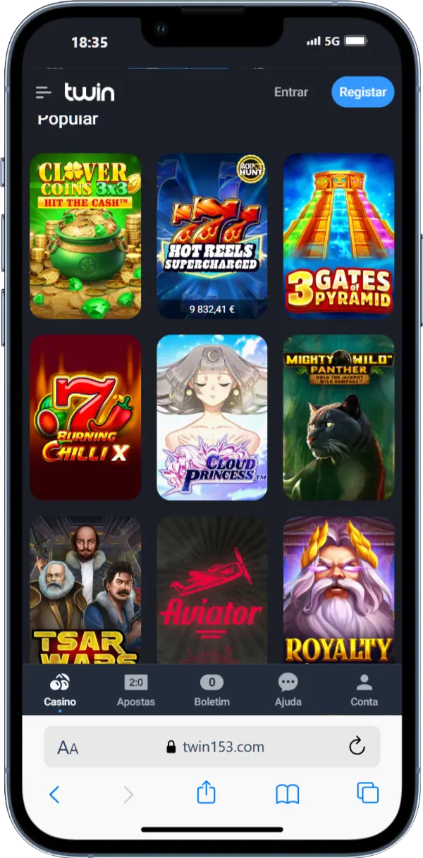 Captura de tela do site Twin, seção de jogos